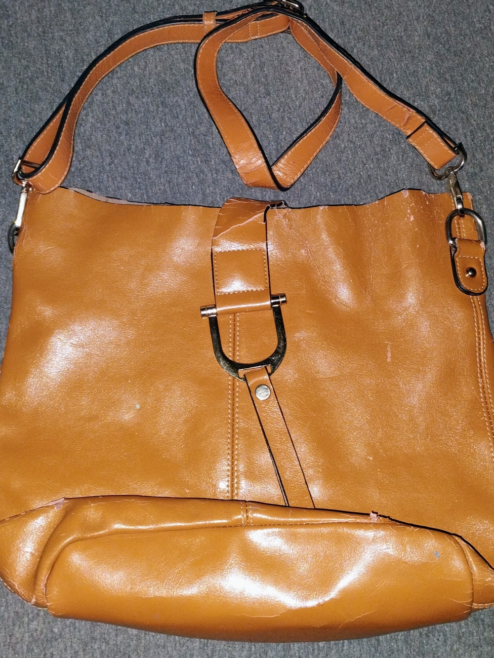 Coach Tan Leather Shoulder Bag with Gold Buckle